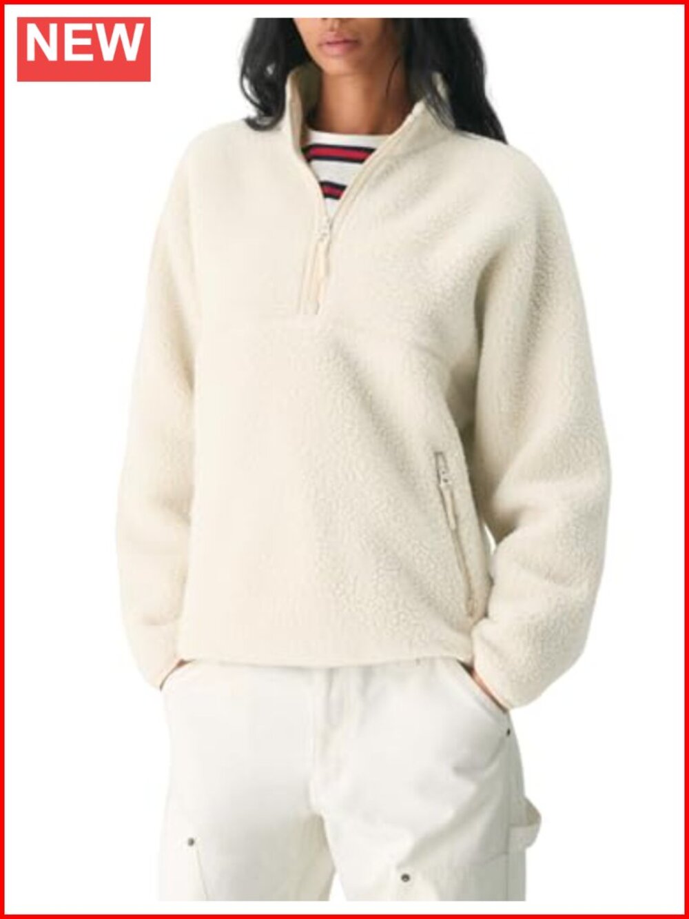 Women's Quarter Zip Fleece Pullover Fuzzy Sherpa Jacket